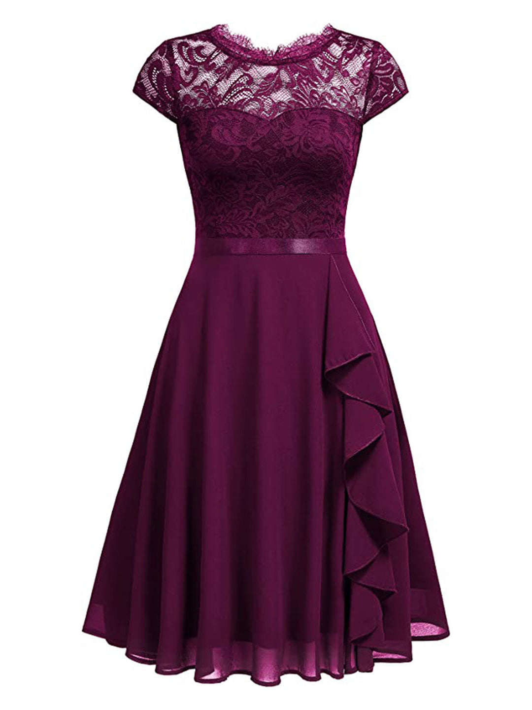 1950s Solid Lace Round Neck Patchwork Dress: timeless style reimagined