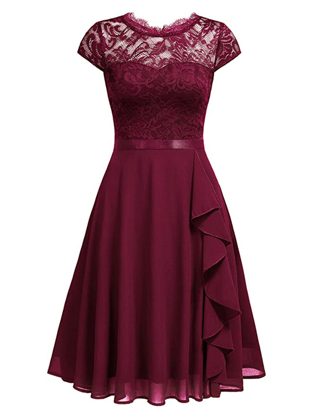 1950s Solid Lace Round Neck Patchwork Dress — vintage elegance for the modern woman