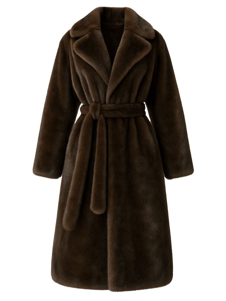 1950s Solid Lapel Artifical Fur Robe Coat - vintage fashion, retro style
