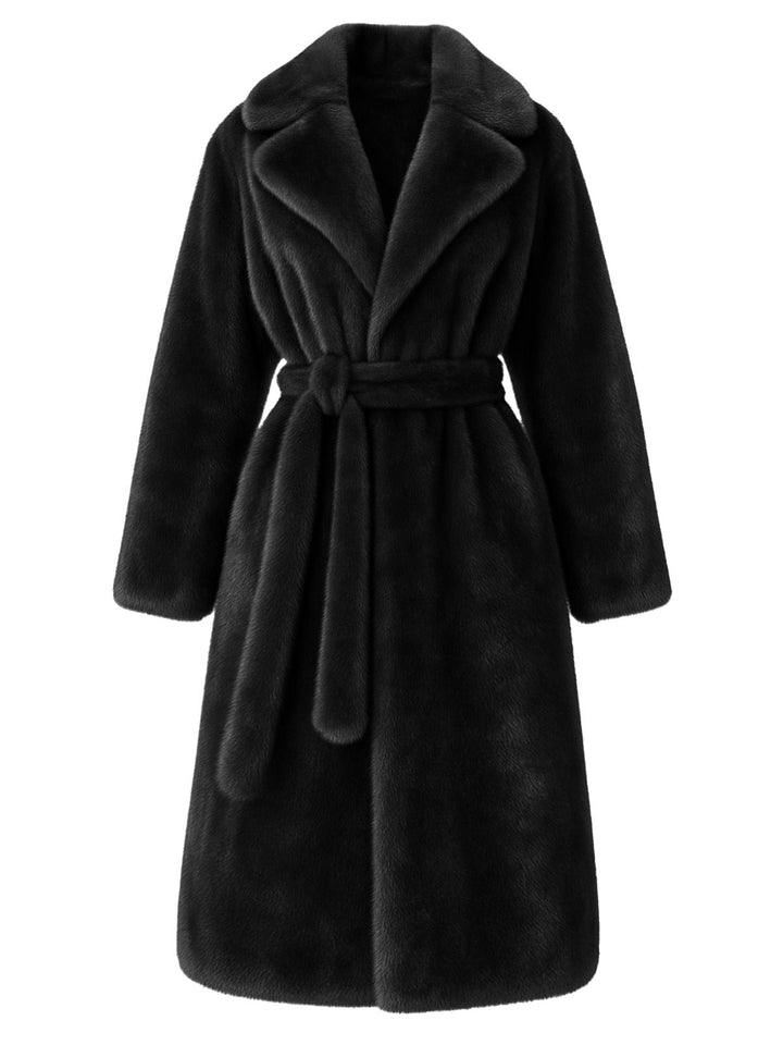 1950s Solid Lapel Artifical Fur Robe Coat - vintage fashion, retro style