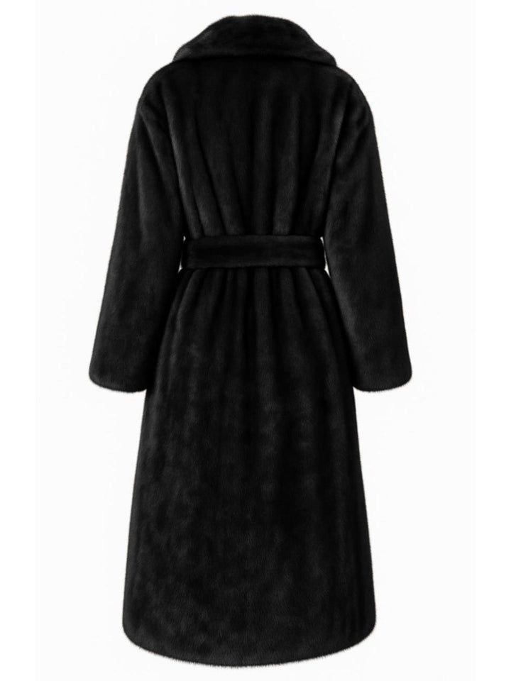 1950s Solid Lapel Artifical Fur Robe Coat - vintage fashion, retro style