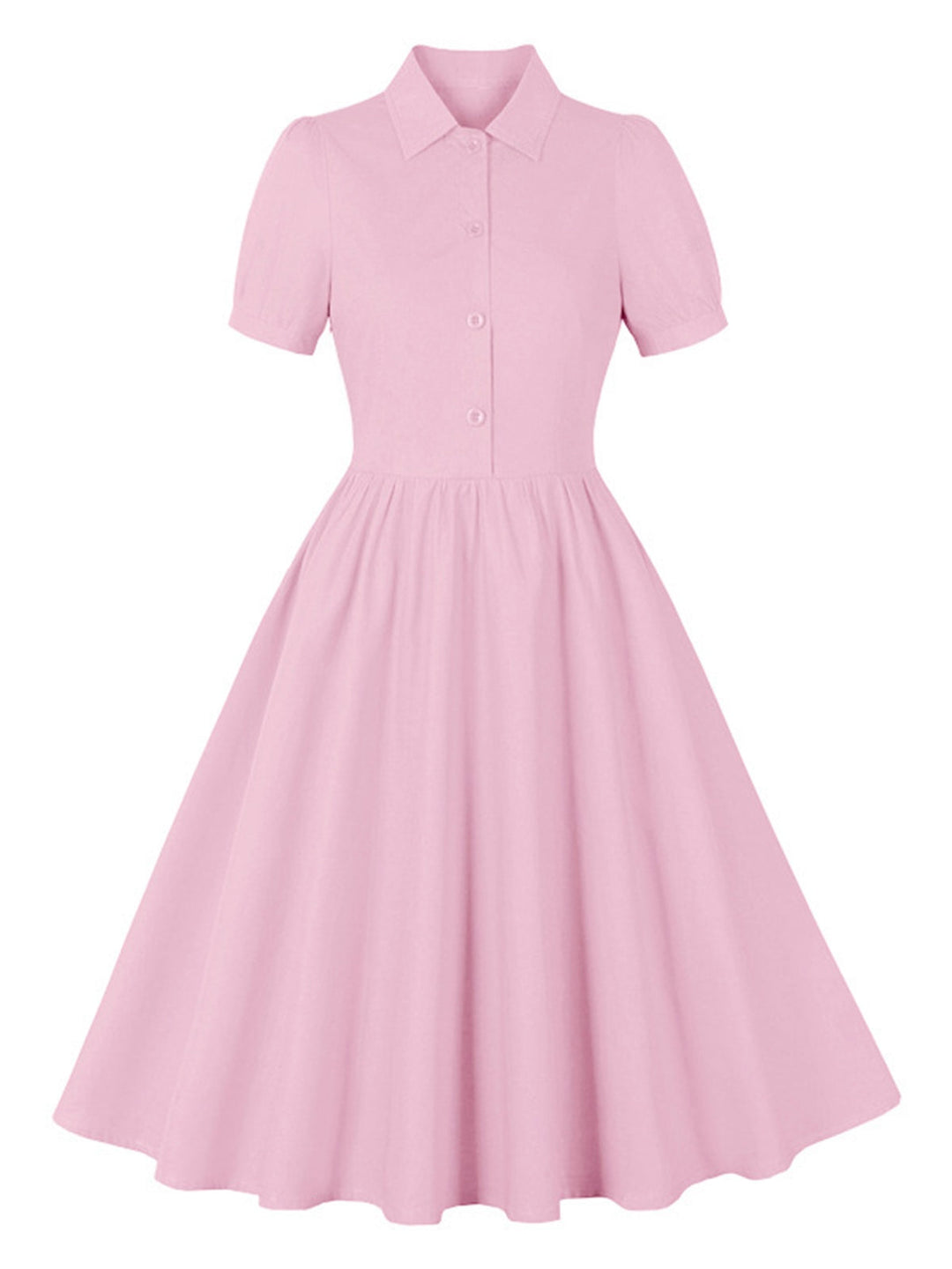 1950s Solid Lapel Buttons Swing Dress, vintage dress, retro fashion, rockabilly, pin-up fashion - perfect for women who love vintage and retro fashion