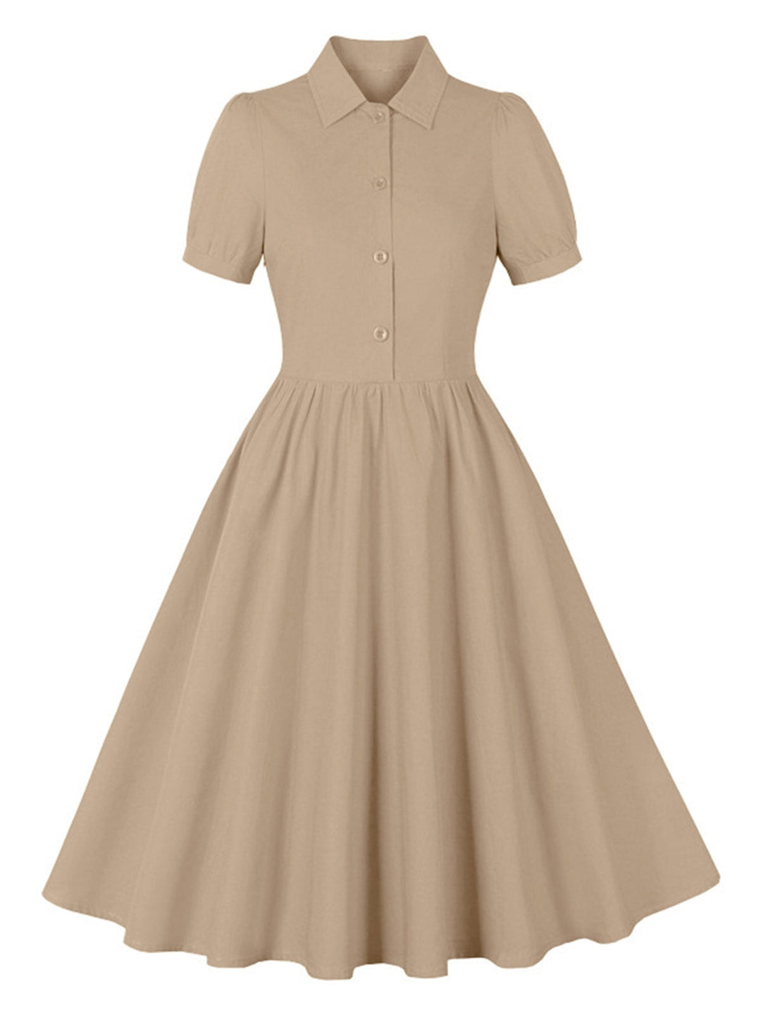 1950s Solid Lapel Buttons Swing Dress, vintage dress, retro fashion, rockabilly, pin-up fashion - perfect for women who love vintage and retro fashion