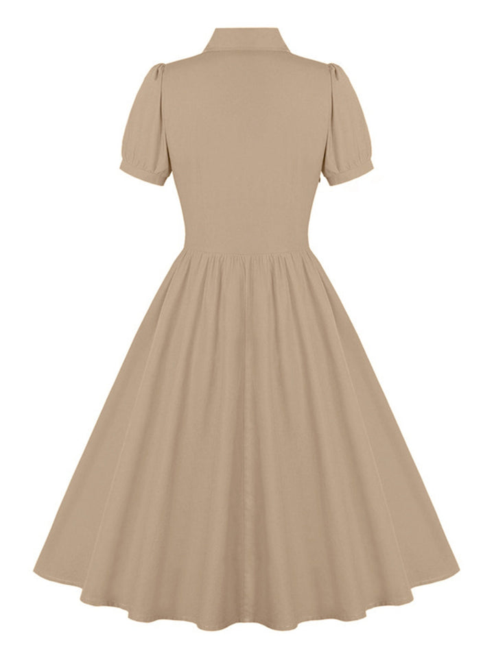 1950s Solid Lapel Buttons Swing Dress, vintage dress, retro fashion, rockabilly, pin-up fashion - perfect for women who love vintage and retro fashion