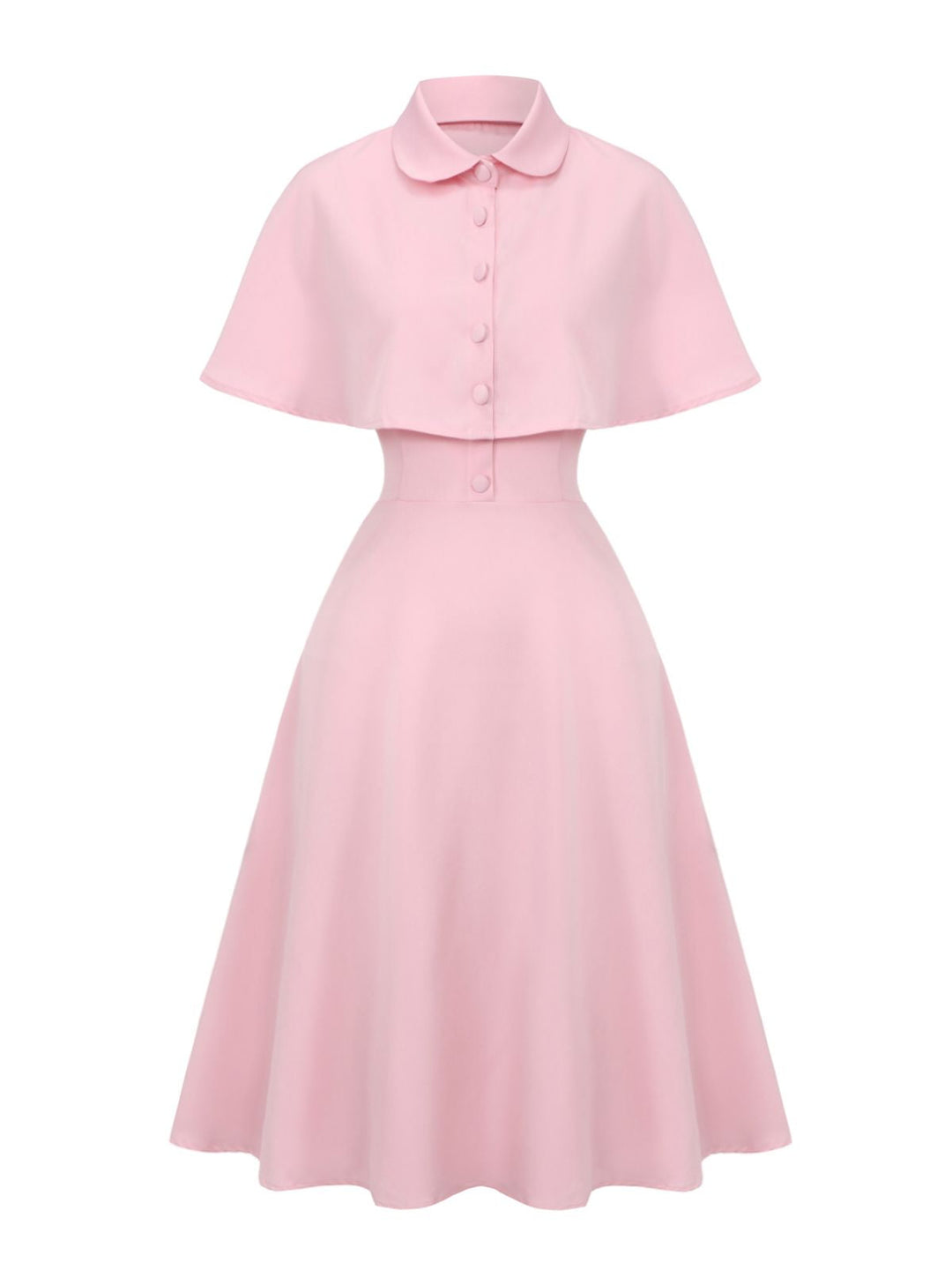 1950s Solid Lapel Capelet Dress - vintage dress, retro fashion, rockabilly