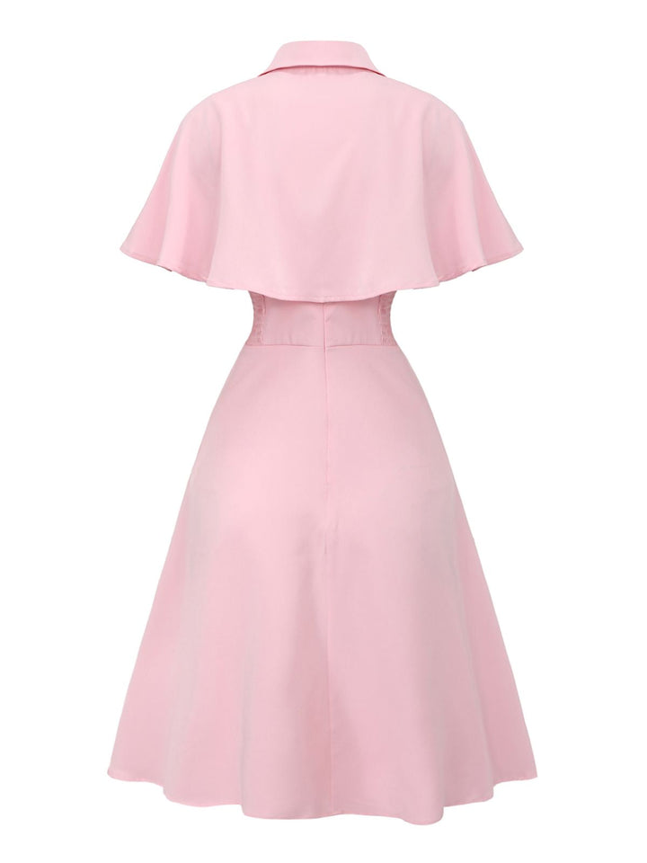 1950s Solid Lapel Capelet Dress - vintage dress, retro fashion, rockabilly