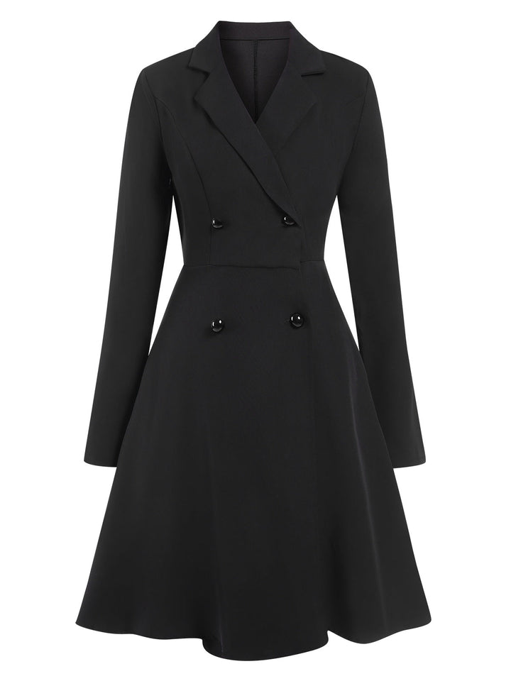 1950s Solid Lapel Double Breasted Trench Coat - vintage fashion, retro style