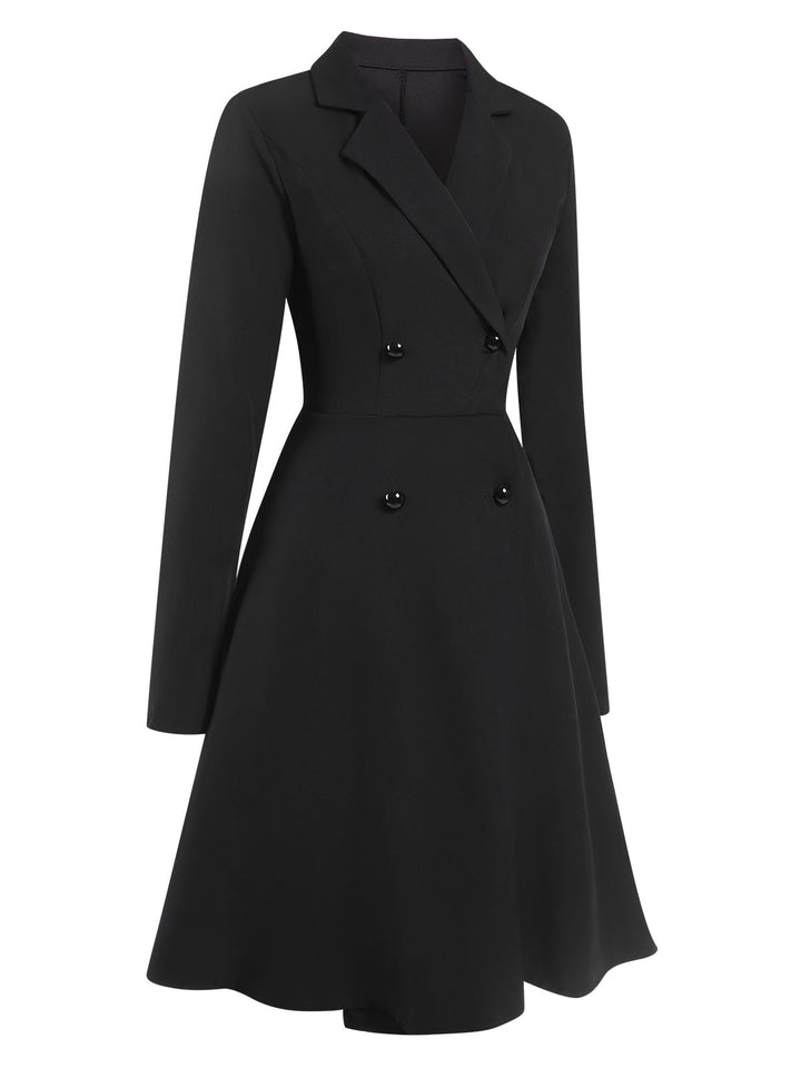 1950s Solid Lapel Double Breasted Trench Coat - vintage fashion, retro style