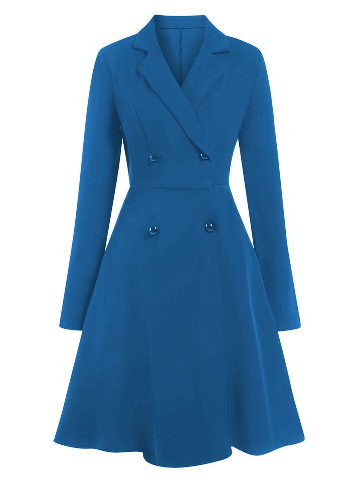 1950s Solid Lapel Double Breasted Trench Coat - vintage fashion, retro style
