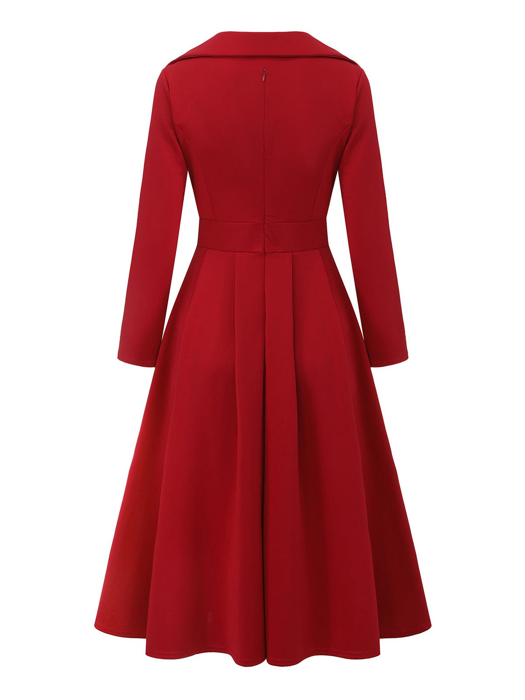 1950s Solid Lapel High Waist Swing Dress - vintage dress, retro fashion, rockabilly
