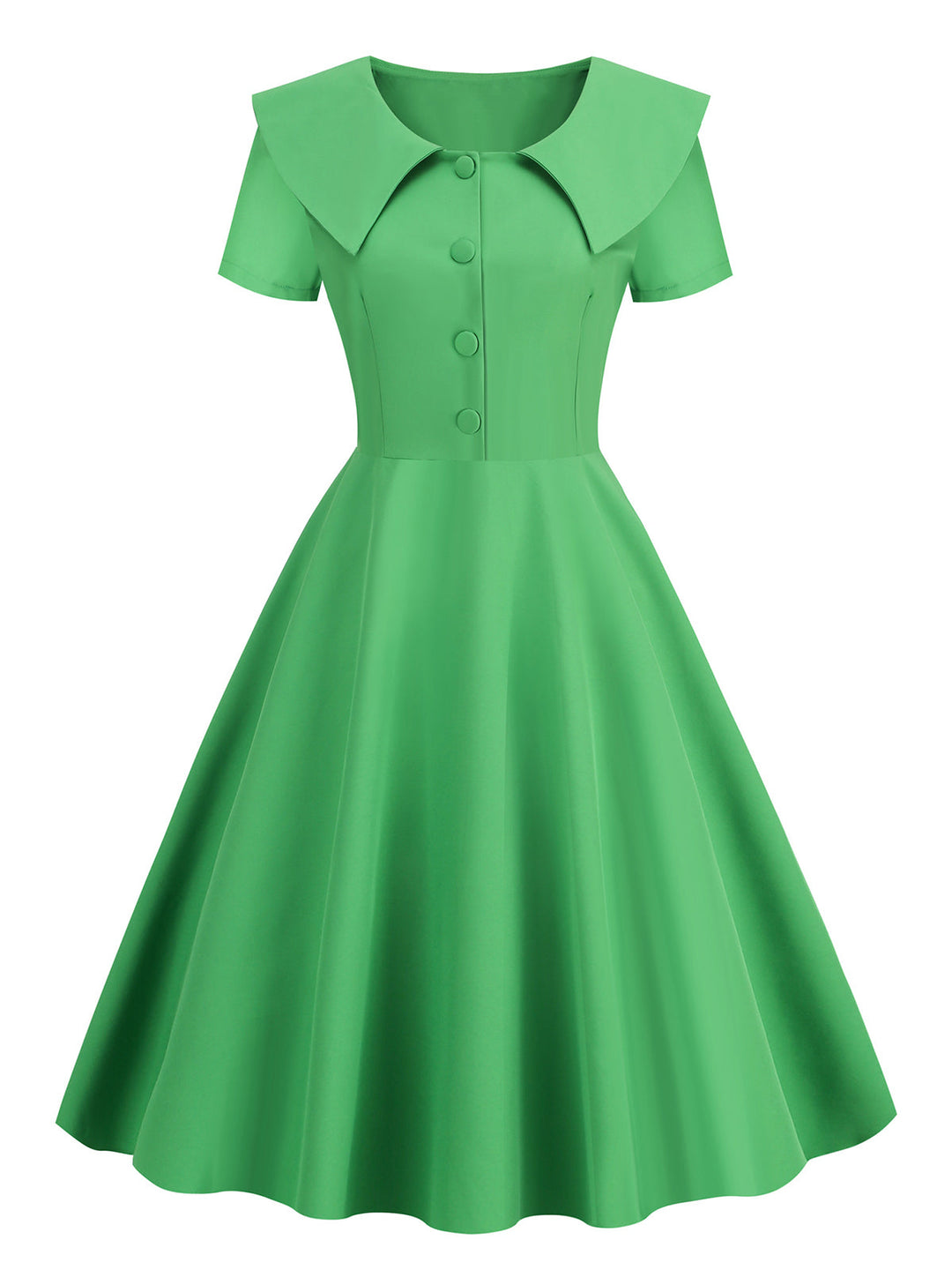 This 1950s Solid Lapel Swing Dress wraps her in 1950s elegance, one twirl at a time