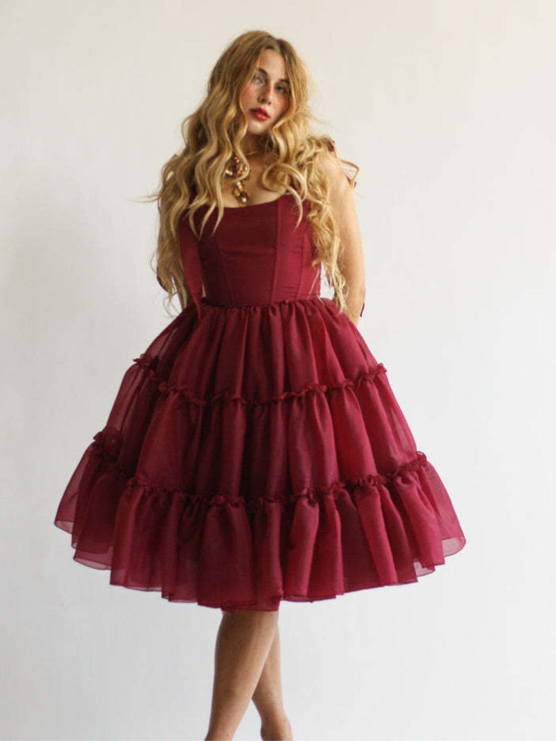 1950s Solid Multi-Layered Ruffle Tulle Dress - vintage dress, retro fashion, rockabilly