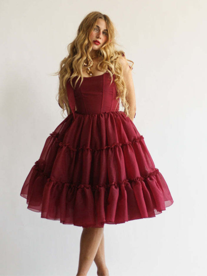 1950s Solid Multi-Layered Ruffle Tulle Dress - vintage dress, retro fashion, rockabilly