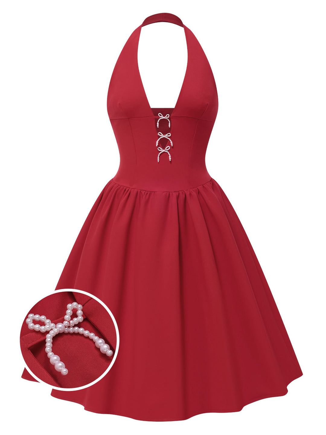 1950s Solid Bow Halter Dress — a 1950s silhouette that turns sidewalks into runways