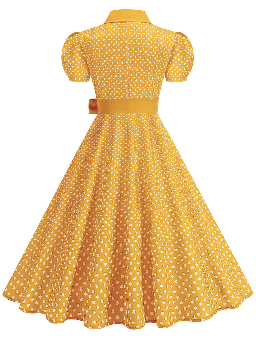 1950s Solid Polka Dot Shirt Collar Belted Swing Dress: beautiful vintage dress, retro fashion, elegant style with timeless appeal