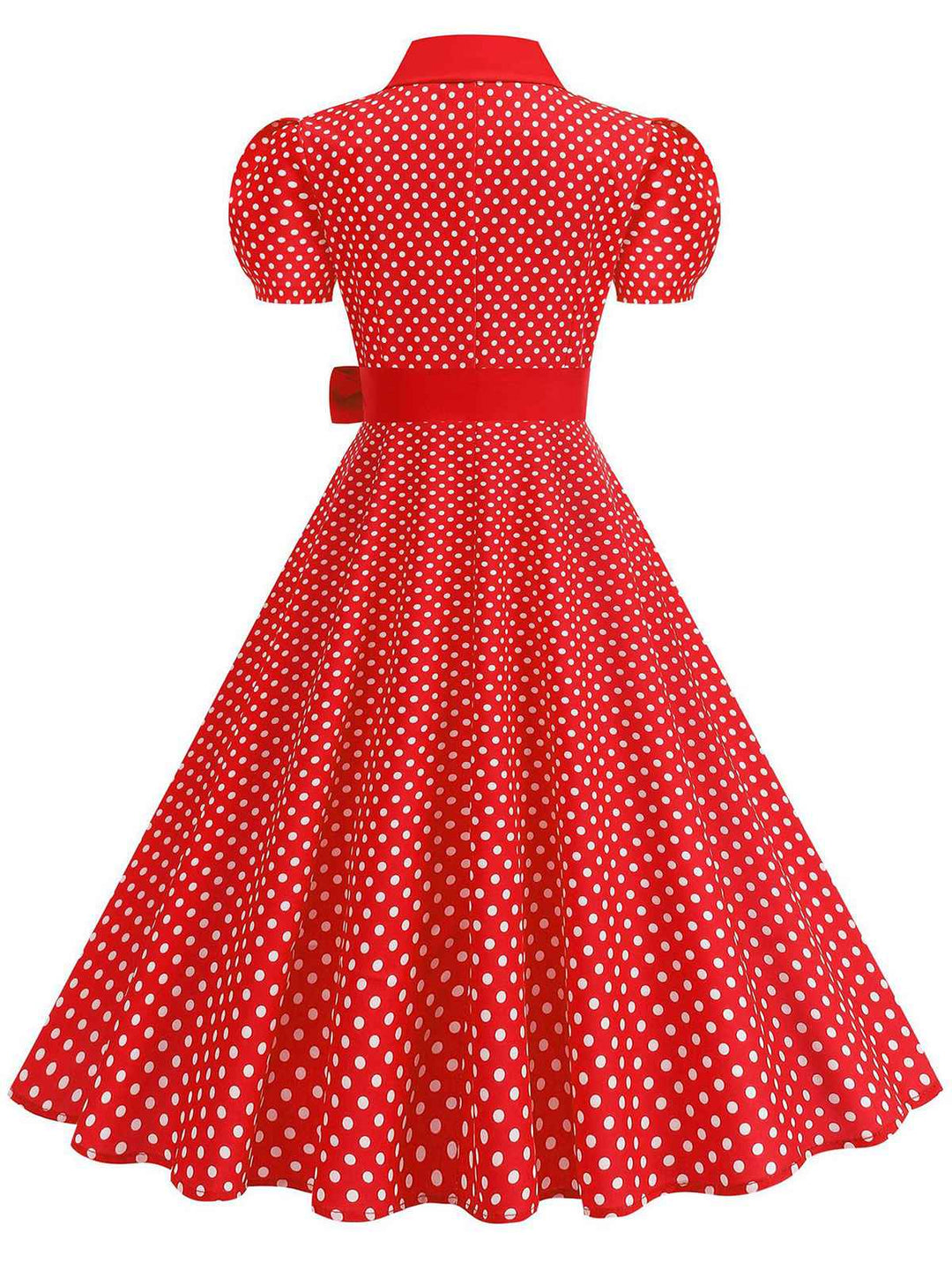 1950s Solid Polka Dot Shirt Collar Belted Swing Dress: beautiful vintage dress, retro fashion, elegant style with timeless appeal