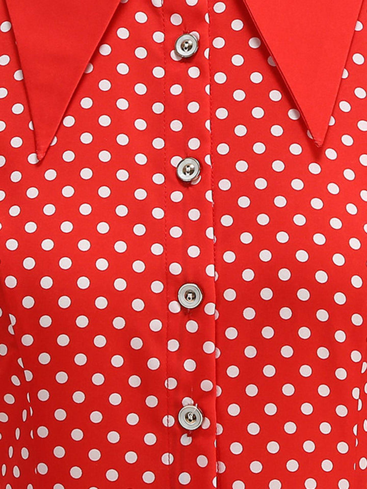 1950s Solid Polka Dot Shirt Collar Belted Swing Dress | vintage dress, retro fashion, elegant style - perfect for retro fashion enthusiasts