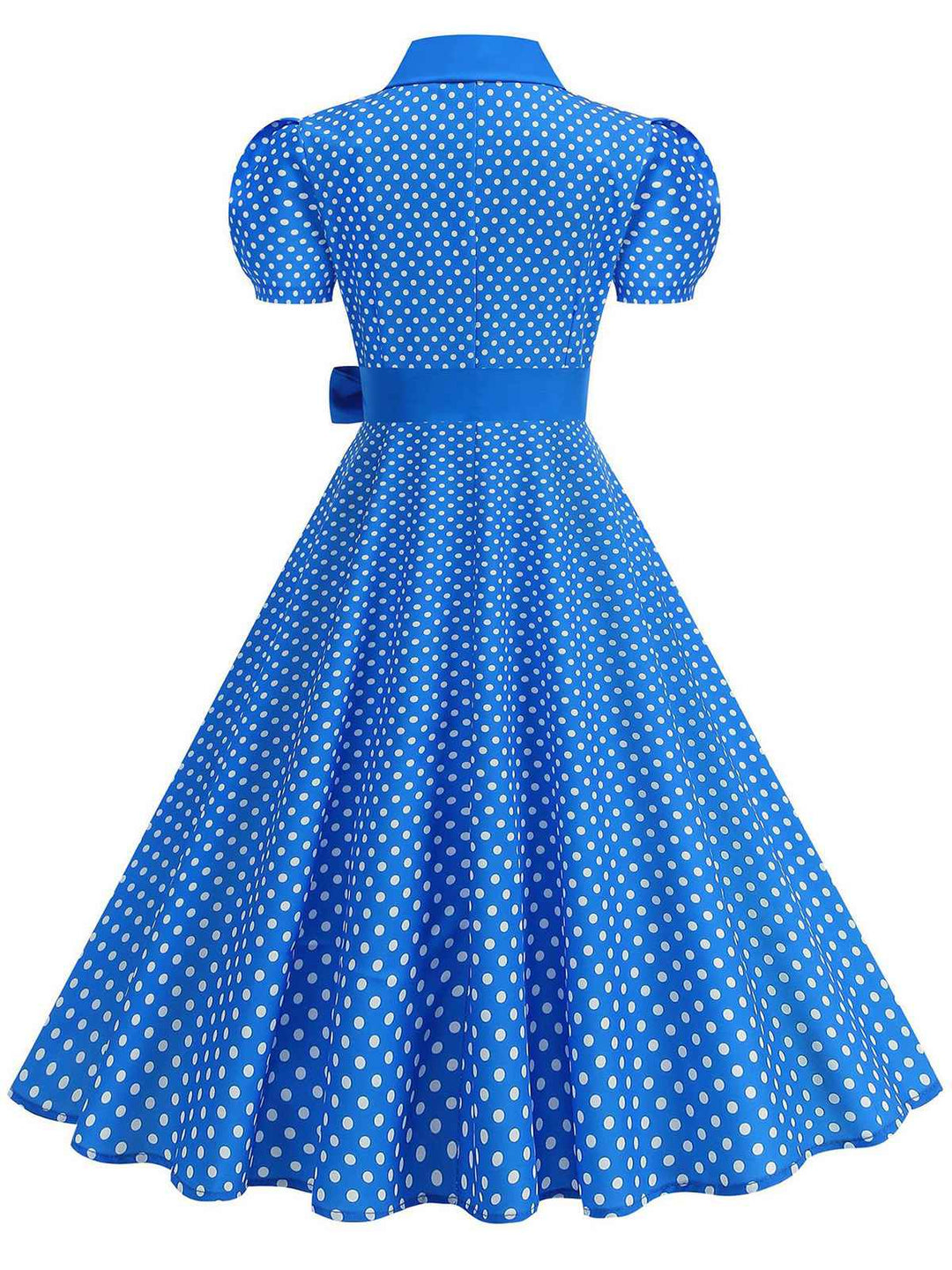1950s Solid Polka Dot Shirt Collar Belted Swing Dress: beautiful vintage dress, retro fashion, elegant style with timeless appeal