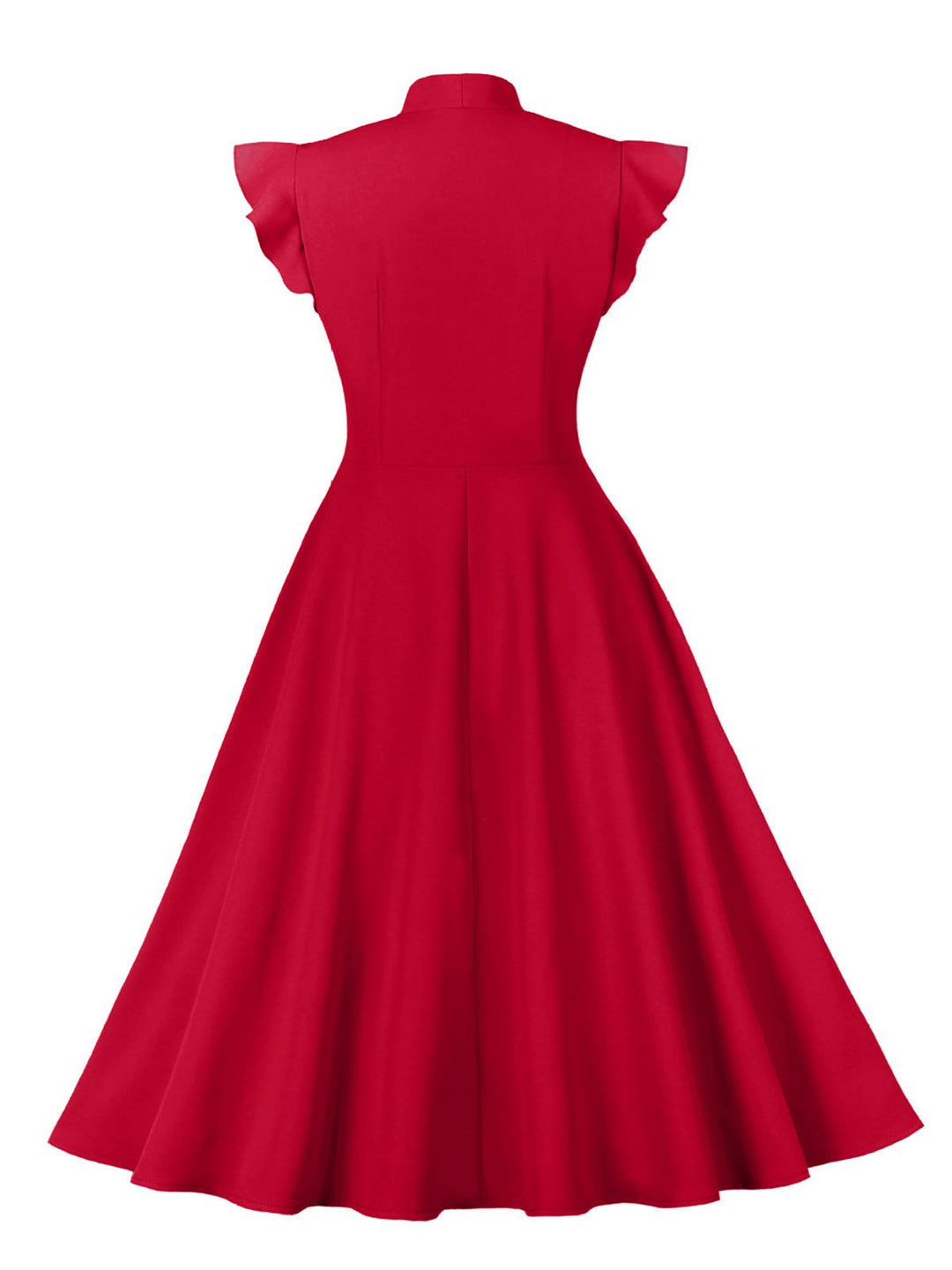 1950s Solid Ruffle Sleeve Bow Neck Dress — vintage elegance for the modern woman