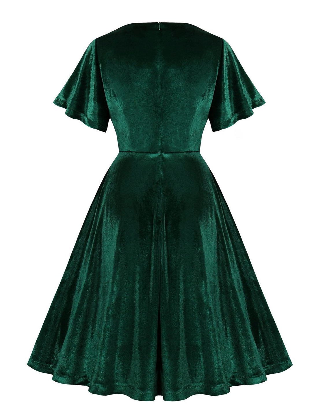 This 1950s Solid Ruffle Sleeves Velvet Dress wraps her in 1950s elegance, one twirl at a time