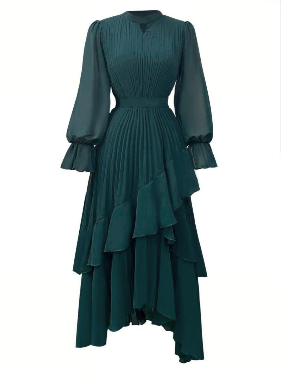 1950s Solid Ruffled Hem Pleated Dress - vintage dress, retro fashion, rockabilly