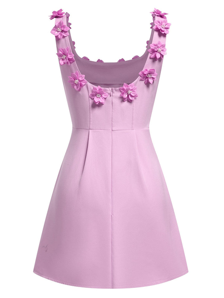 1950s Solid Scoop Neck 3D Floral Dress, vintage dress, retro fashion, rockabilly, pin-up fashion - perfect for women who love vintage and retro fashion