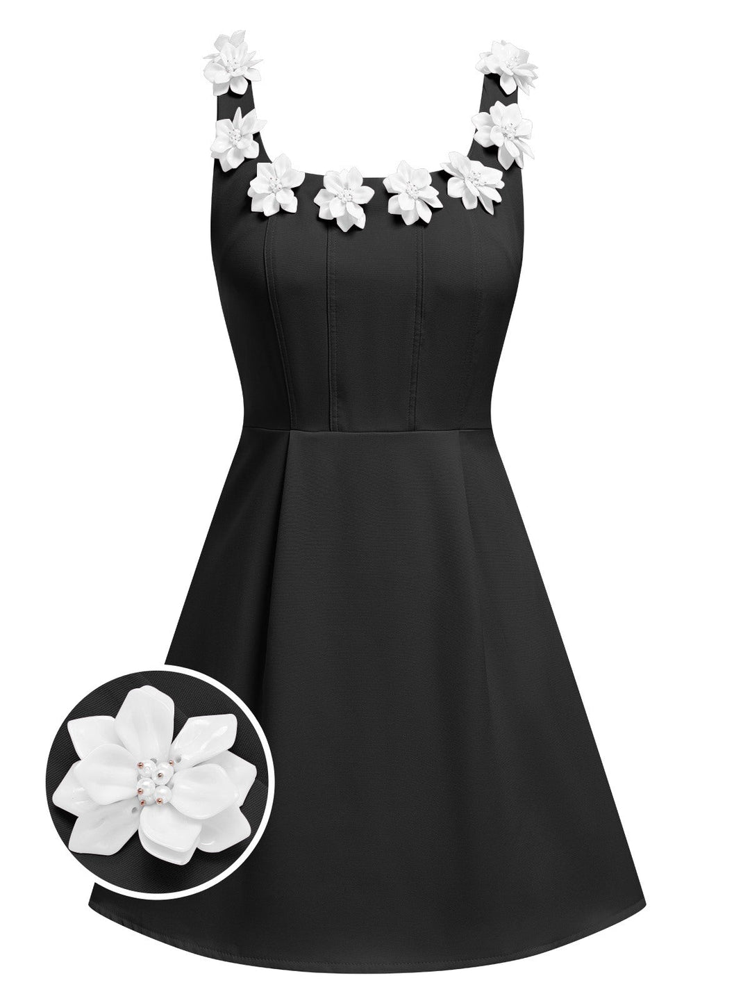 1950s Solid Scoop Neck 3D Floral Dress, vintage dress, retro fashion, rockabilly, pin-up fashion - perfect for women who love vintage and retro fashion