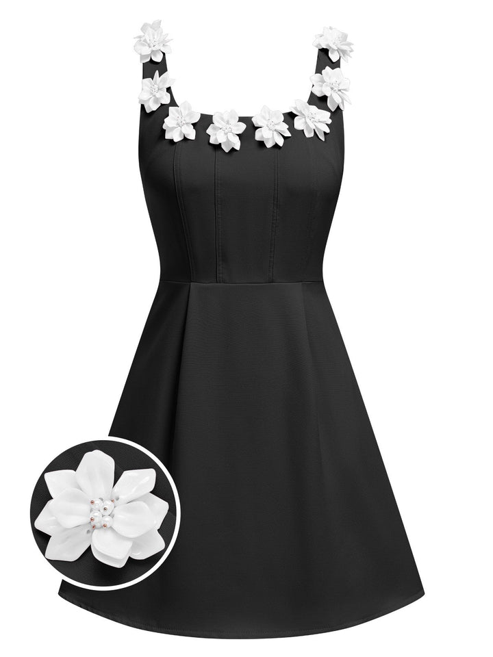 1950s Solid Scoop Neck 3D Floral Dress, vintage dress, retro fashion, rockabilly, pin-up fashion - perfect for women who love vintage and retro fashion