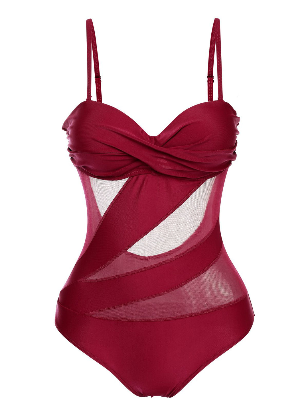 1950s Solid Semi-Sheer Back Tie Swimsuit, vintage swimsuit, pin-up swimwear - perfect for women who love vintage and retro fashion