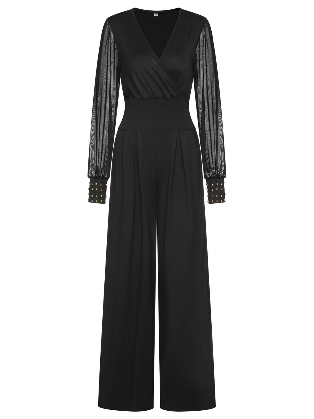 1950s Solid Sheer Sleeves V-Neck Jumpsuit, vintage romper, retro jumpsuit - perfect for women who love vintage and retro fashion