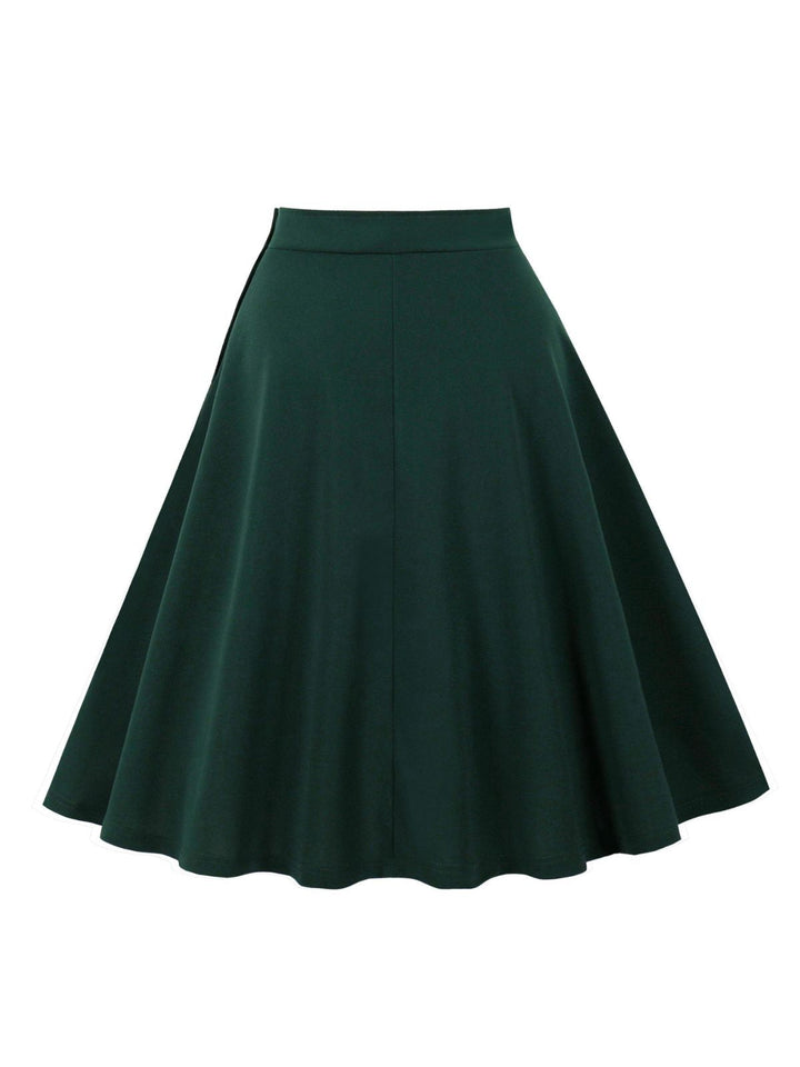 1950s Solid Side Buttons Pocket Skirt - vintage skirt, retro style