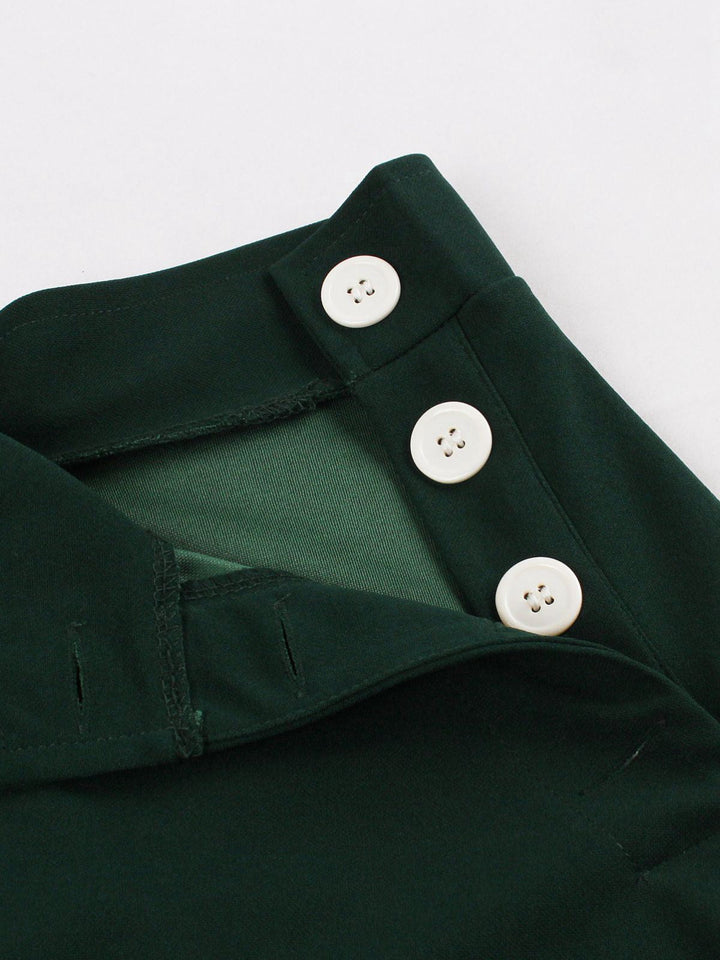 1950s Solid Side Buttons Pocket Skirt - vintage skirt, retro style
