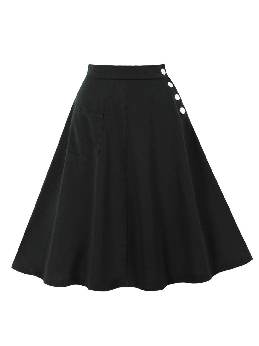 1950s Solid Side Buttons Pocket Skirt - vintage skirt, retro style