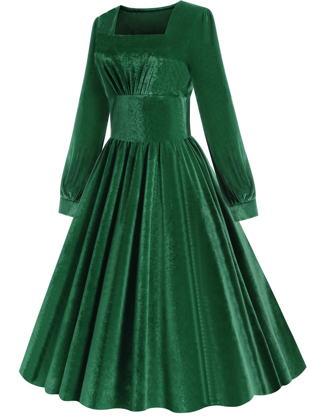 1950s Solid Square Neck Velvet Dress — the kind of 1950s dress that makes strangers smile