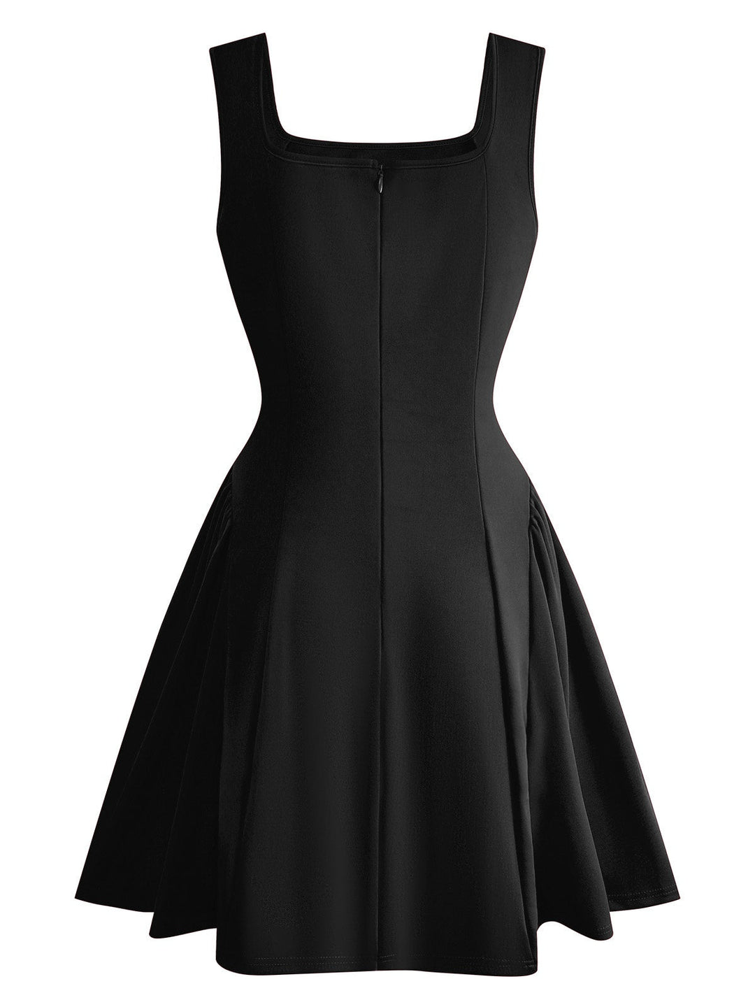 1950s Solid Square Neck Wide Strap Ruched Dress - vintage dress, retro fashion, rockabilly