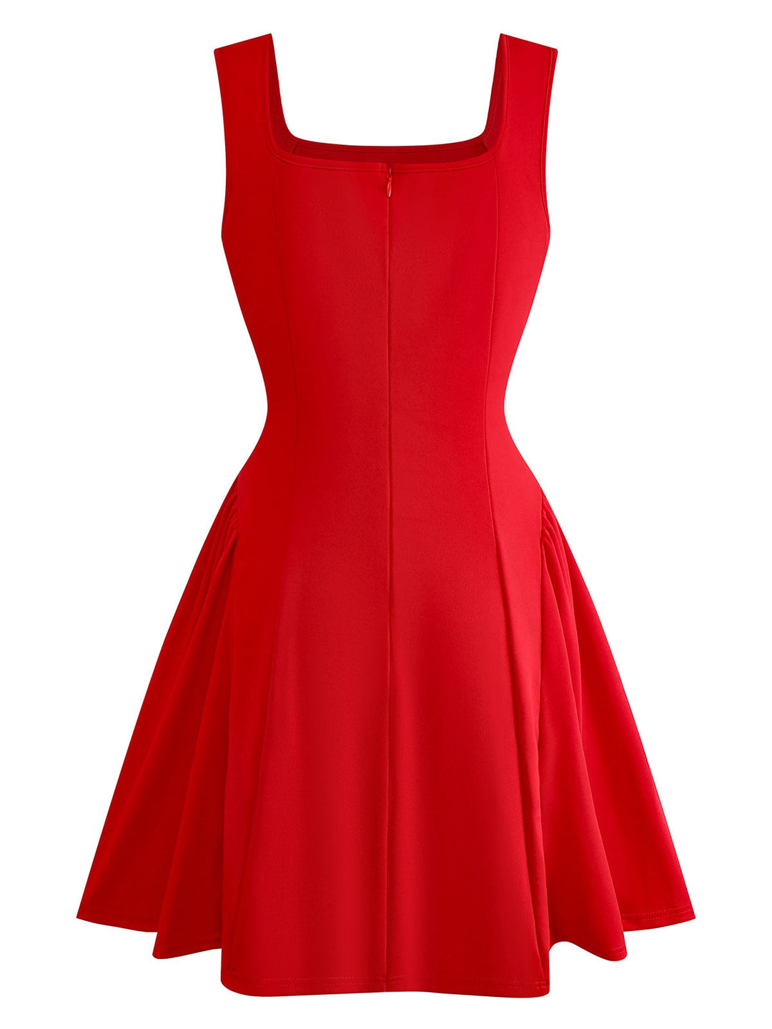 1950s Solid Square Neck Wide Strap Ruched Dress - vintage dress, retro fashion, rockabilly