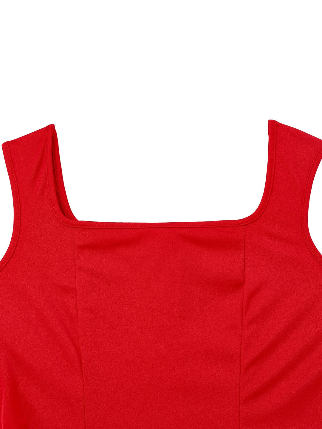 1950s Solid Square Neck Wide Strap Ruched Dress - vintage dress, retro fashion, rockabilly