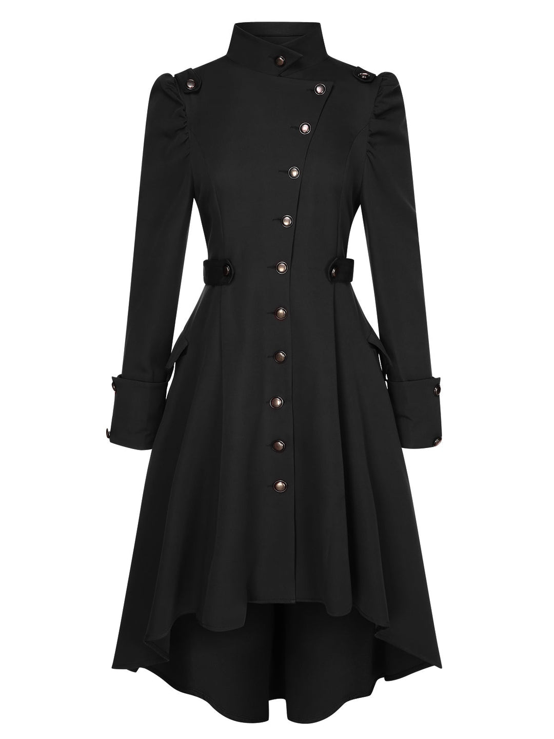 1950s Solid Stand Collar Button Coat - vintage outerwear, classic elegance for women