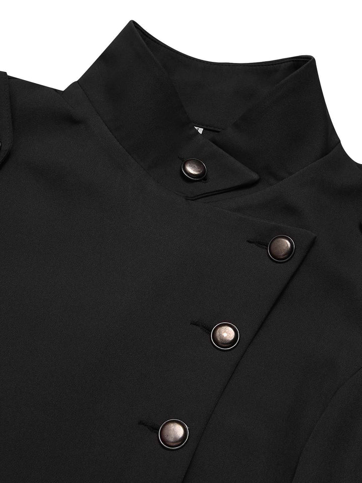 1950s Solid Stand Collar Button Coat - vintage outerwear, classic elegance for women