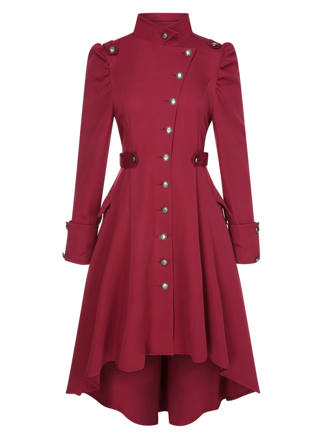 1950s Solid Stand Collar Button Coat - vintage outerwear, classic elegance for women