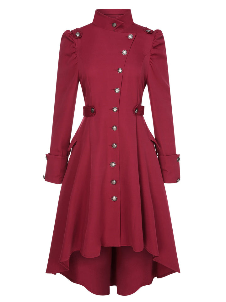 1950s Solid Stand Collar Button Coat - vintage outerwear, classic elegance for women