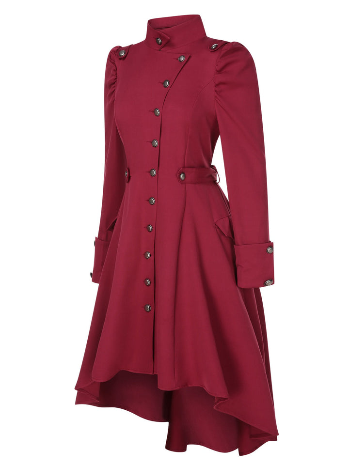 1950s Solid Stand Collar Button Coat - vintage outerwear, classic elegance for women