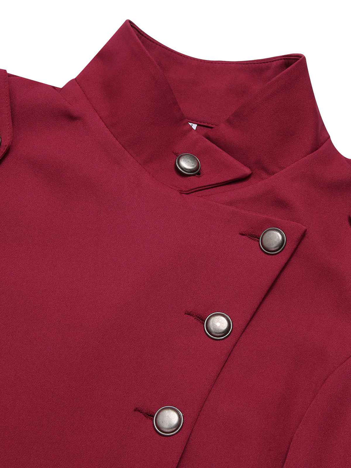 1950s Solid Stand Collar Button Coat - vintage outerwear, classic elegance for women