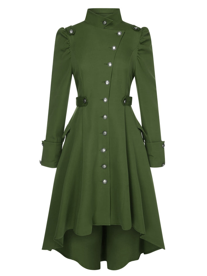 1950s Solid Stand Collar Button Coat - vintage outerwear, classic elegance for women