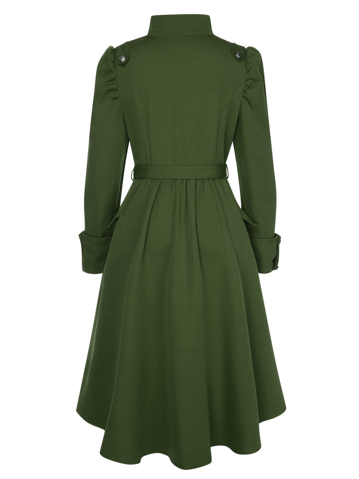 1950s Solid Stand Collar Button Coat - vintage outerwear, classic elegance for women