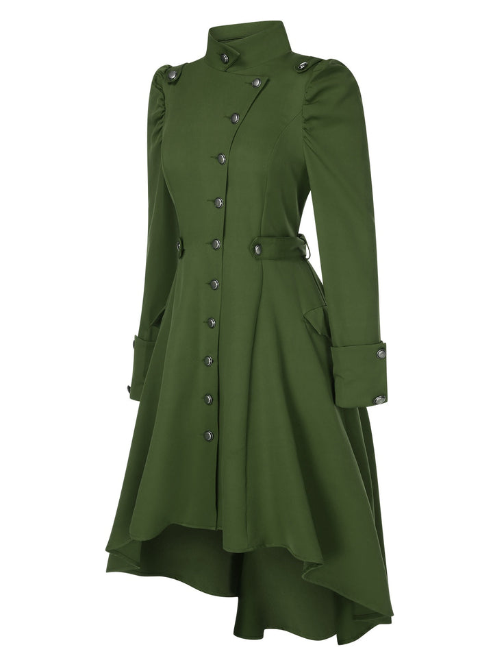 1950s Solid Stand Collar Button Coat - vintage outerwear, classic elegance for women