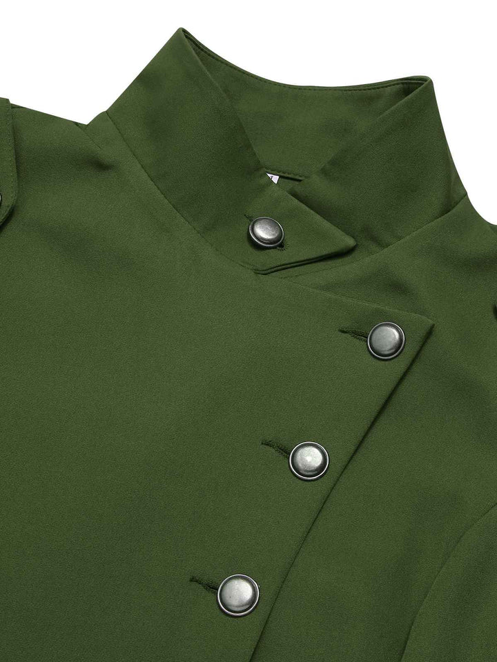 1950s Solid Stand Collar Button Coat - vintage outerwear, classic elegance for women
