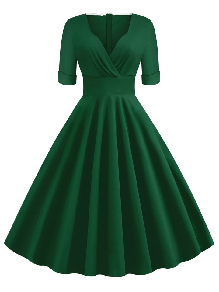 1950s Solid Sweetheart Fold Swing Dress: timeless style reimagined