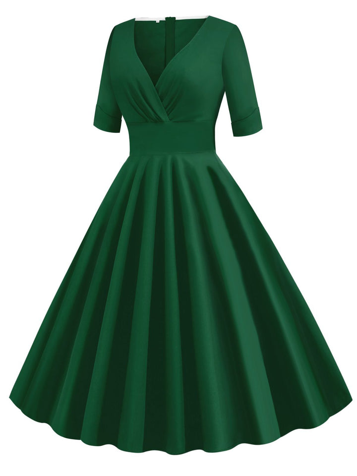 1950s Solid Sweetheart Fold Swing Dress — vintage elegance for the modern woman