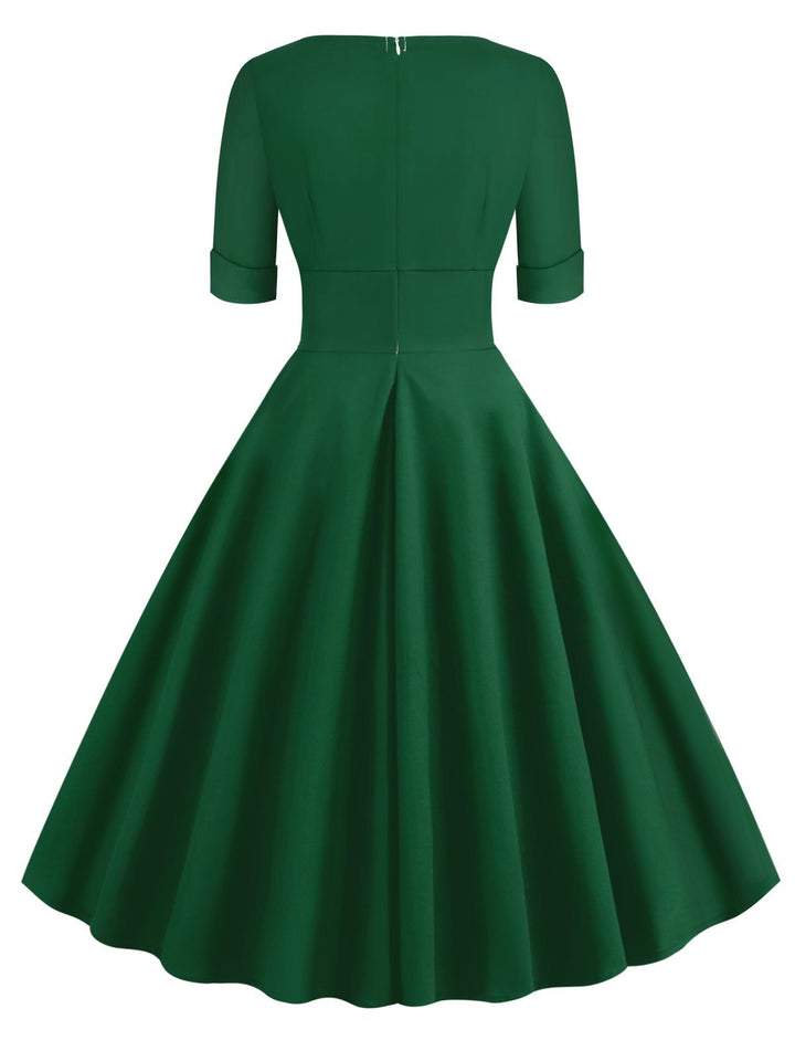 1950s Solid Sweetheart Fold Swing Dress: timeless style reimagined